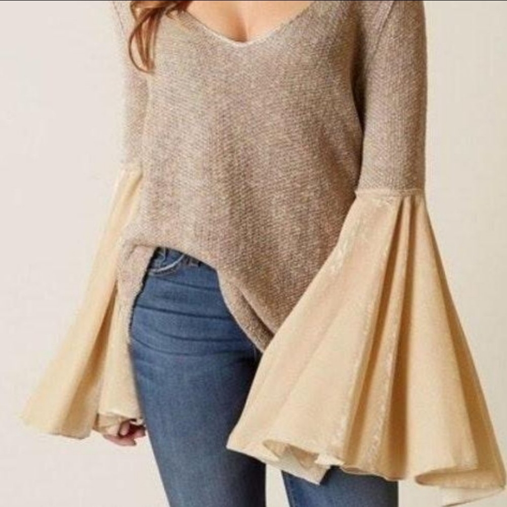 Free People Celestial Velvet Bell Sleeve Sweater